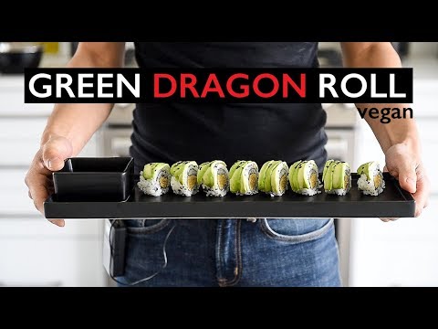 Easy vegan Sushi Recipe | HOW TO MAKE GREEN DRAGON ROLL