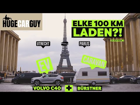 ELKE 100 KM (!) aan de laadpaal?! Op reis met een EV én een caravan | HUGE Car Guy Reportage