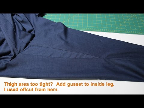 Add gusset inside leg trousers