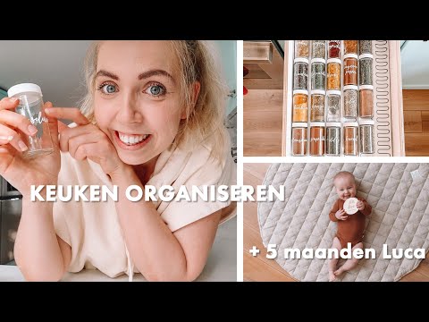 keuken organiseren + labels maken voor kruiden! & Luca 5 maanden!